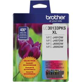 Brother LC30133PKS Original High Yield Inkjet Ink Cartridge, Tri-pack, Cyan, Magenta, Yellow, 2 / Pack, 400 Pages