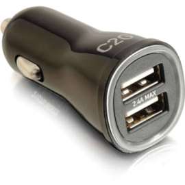 C2G USB Car Charger, Power Adapter, Smart Car Charger, 12 V DC, 24 V DC Input, 5 V DC/2.40 A Output