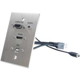 Comprehensive Cable Comprehensive Faceplate - 1-gang - Brushed Anodized Aluminum - 1 x HDMI Port(s) - 1 x Mini-phone Port(s) - 1 x VGA Port(s)