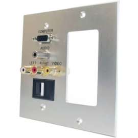 Comprehensive Cable Comprehensive Faceplate - 2-gang - Brushed Anodized Aluminum - 1 x Mini-phone Port(s) - 2 x RCA Port(s) - 1 x VGA Port(s)