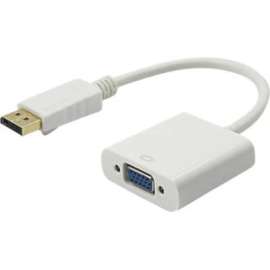 4XEM 10in DisplayPort To VGA M/F Adapter Cable, White, DisplayPort/VGA for Video Device, Monitor, Projector, 10in, 1 x DisplayPort Male Digital Audio/Video