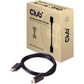 Club 3D Ultra High Speed HDMI Cable 10K 120Hz 48Gbps M/M 1 m./3.28 ft., 3.28 ft HDMI A/V Cable for Audio/Video Device, First End: 1 x 19-pin HDMI 2.1 Type A Digital Audio/Video, Male, Second End: 1 x 19-pin HDMI 2.1 Type A Digital Audio/Video