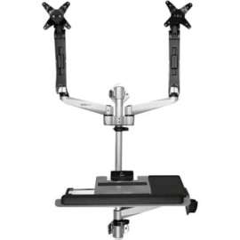 StarTech.com Wall Mount Workstation, Foldable Ergonomic Standing Desk, Height Adjustable Dual 30" VESA Monitor Arm & Keyboard/Mouse Tray, Ergonomic standing wall-mount workstation, VESA dual monitor arm for 30in (19.8lb) displays