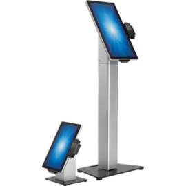 Elo Slim Floor Mount for Touchscreen Monitor, Cradle, Bar Code Reader, Fingerprint Reader, Webcam, Black, Silver, 22" Screen Support