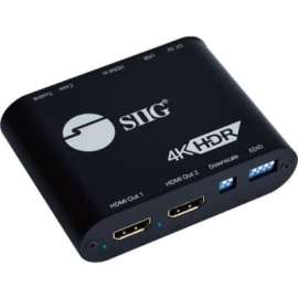 SIIG 1x2 HDMI 2.0 4k Splitter with Audio Extractor / Auto Scaling & EDID Management, 18Gbps Bandwidth, TAA Compliant