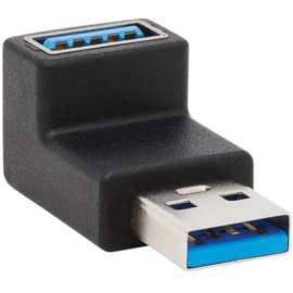 Tripp Lite USB 3.0 SuperSpeed Adapter, USB-A to USB-A, M/F, Up Angle, Black, 1 x Type A USB 3.0 USB Male, 1 x Type A USB 3.0 USB Female, Nickel Connector