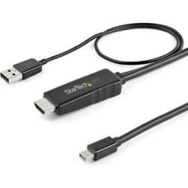 StarTech.com 6ft (2m) HDMI to Mini DisplayPort Cable 4K 30Hz, Active HDMI to mDP Adapter Cable with Audio, USB Powered, Video Converter, HDMI 1.4 to Mini DisplayPort 1.2 active adapter cable with 4K 30Hz video/HDCP 1.4/audio