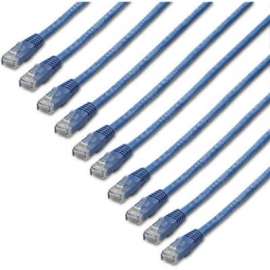 StarTech.com 6 ft. CAT6 Ethernet cable, 10 Pack, ETL Verified, Blue CAT6 Patch Cord, Molded RJ45 Connectors