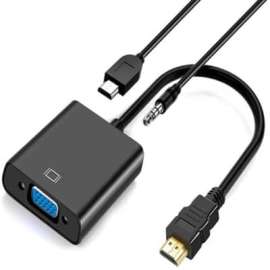 4XEM HDMI to VGA Adapter with Power and 3.5mm Audio Cable, Black, 10" HDMI/Micro-USB/VGA/Mini-phone A/V Cable for Audio/Video Device, MacBook Pro, Gaming Computer, Notebook, Monitor, Projector, TV Box, TV, Apple TV, Ultrabook, MacBook, ..., First End: 1 x