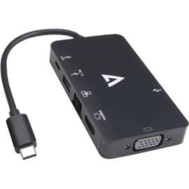 V7 V7UC-U3CRJ45HDVG-BLK Docking Station, for Desktop PC, 100 W, USB Type C, 4 x USB Ports