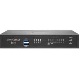 SonicWall TZ370 Network Security/Firewall Appliance, 8 Port, 10/100/1000Base-T, Gigabit Ethernet, DES, 3DES, MD5, SHA-1, AES (128-bit), AES (192-bit), AES (256-bit)