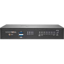 SonicWall TZ470 Network Security/Firewall Appliance, 8 Port, 10/100/1000Base-T, 2.5 Gigabit Ethernet, DES, 3DES, MD5, SHA-1, AES (128-bit), AES (192-bit), AES (256-bit)