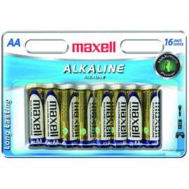 Maxell LR6 723466 Battery, For Flashlight, Toy, Smoke Alarm, Tool, AA, 16 / Pack