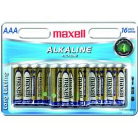 Maxell LR03 723472 Battery, For Tool, Toy, Smoke Alarm, Flashlight, AAA, 16 / Pack