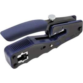 Tripp Lite Crimping Tool with Cable Stripper for Pass-Through RJ45 Plugs, Black, Blue, Non-slip Handle, Secure Grip, Heavy Duty