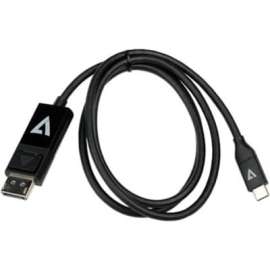 V7 USB-C Male to DisplayPort 1.2 Male 21.6 Gbps 4K UHD, 6.56 ft DisplayPort/USB-C A/V Cable for Audio/Video Device, Desktop Computer, Notebook, Tablet, Mobile Device, First End: USB Type C, Second End: DisplayPort Digital Audio/Video, 21.6 Gbit/s