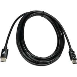 V7 USB-C Male to USB-C Male Cable USB 2.0 480 Mbps 3A 2m/6.6ft Black - 6.56 ft USB-C Data Transfer Cable for Peripheral Device, Digital Camera, Scanner, Media Player, Network Adapter, Flash Drive, Hard Drive - First End: 1 x USB Type C - Male - Seco
