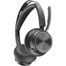 Poly Voyager Focus 2 Headset - Stereo - USB Type A - Wired/Wireless - Bluetooth - 164 ft - 20 Hz - 20 kHz - On-ear - Binaural - Ear-cup - MEMS Technology, Noise Cancelling, Electret, Condenser Microphone - Noise Canceling - Black