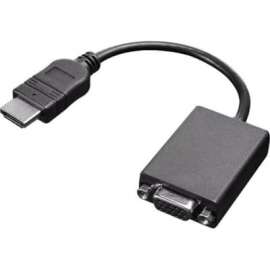 Lenovo HDMI to VGA Monitor Adapter, 7.87" HDMI/VGA Video Cable for Video Device, Monitor, Projector, First End: 1 x HDMI Digital Audio/Video, Male, Second End: 1 x 15-pin HD-15