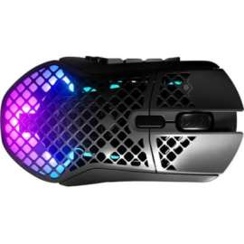 SteelSeries Aerox 9 Wireless Gaming Mouse - Optical - Cable/Wireless - Bluetooth/Radio Frequency - 2.40 GHz - Black - USB Type C - 18000 dpi - Scroll Wheel - 18 Button(s) - 18 Programmable Button(s) - Right-handed Only