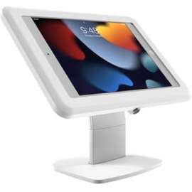 Bosstab Lockable iPad Stand - Up to 0.4" Screen Support - 10.2" Height x 11.7" Width x 6.3" Depth - Freestanding - Metal, Plastic - White