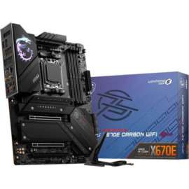 MSI MPG X670E CARBON WIFI Gaming Desktop Motherboard, AMD X670 Chipset, Socket AM5, ATX, Ryzen 5, Ryzen 7, Ryzen 9 Processor Supported