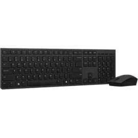 Lenovo Professional Wireless Rechargeable Combo Keyboard and Mouse-US English, USB Type A Scissors Wireless Bluetooth 2.40 GHz Keyboard, English (US), Gray, USB Type A Wireless Bluetooth Mouse