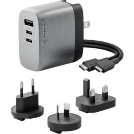 Alogic 3X67 Rapid Power 67W Multi-Country GaN Charger - 1 Pack - 120 V AC, 230 V AC Input - 5 V DC/3.35 A, 9 V DC, 12 V DC, 15 V DC, 20 V DC, 21 V DC Output - Space Gray
