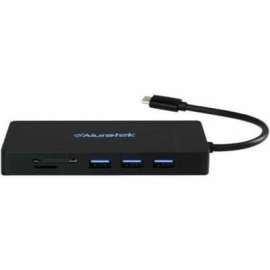 Aluratek USB Type-C 100W PD Multimedia Hub and Card Reader with HDMI/VGA - for Hard Drive/Monitor/TV/Projector - Memory Card Reader - microSD, SD - USB Type C - 4K, Full HD - 3840 x 2160, 1920 x 1080 - 5 x USB Ports - 1 x USB 2.0 - 4 x USB Type-A Po