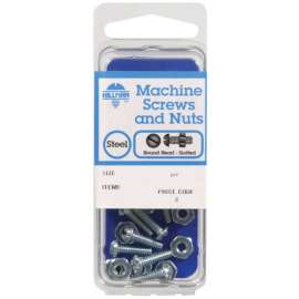 Hillman No. 8-32 X 2 in. L Slotted Round Head Zinc-Plated Steel Machine Screws 5 pk