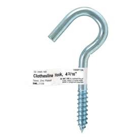 Hampton Small Zinc-Plated Silver Steel 4.1875 in. L Clothesline Hook 215 lb 1 pk