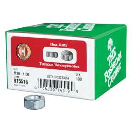 Hillman M10-1.50 mm Zinc-Plated Steel Metric Hex Nut 100 pk