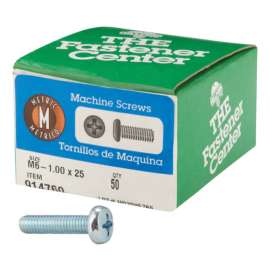 Hillman M6-1 X 25 in. L Phillips Pan Head Zinc-Plated Steel Metric Machine Screws 50 pk