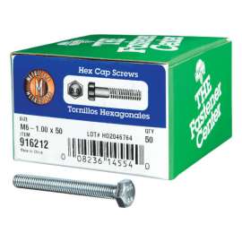 Hillman M6-1.00 mm D X 50 mm L Heat Treated Steel Hex Head Cap Screw 50 pk