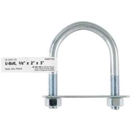 Hampton 3/8 in. X 2 in. W X 3 in. L Coarse Zinc-Plated Steel U-Bolt
