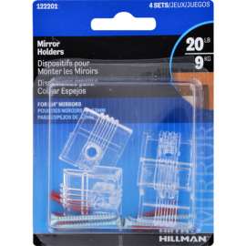 Hillman AnchorWire Plastic Coated Heavy Duty Mirror Holder Kit 20 lb 4 pk