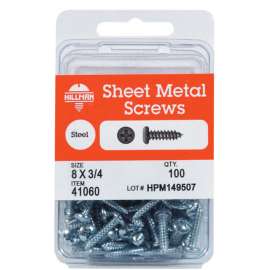 Hillman No. 8 X 1/2 in. L Phillips Pan Head Sheet Metal Screws 100 pk