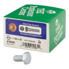 Hillman M10-1.50 mm D X 20 mm L Heat Treated Steel Hex Head Cap Screw 40 pk