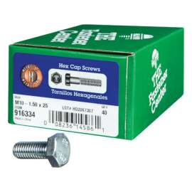Hillman M10-1.50 mm D X 25 mm L Heat Treated Steel Hex Head Cap Screw 40 pk