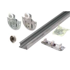 Prime-Line Galvanized Silver Steel By-Pass Door Hardware Set 1 pk