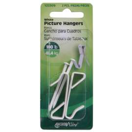Hillman AnchorWire Steel-Plated White Standard Picture Hanger 100 lb 2 pk