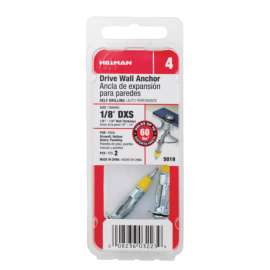 Hillman 1/8 in. D X 1/8 X-Short in. L Metal Round Head Drive Wall Anchors 2 pk