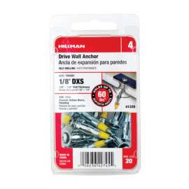 Hillman 1/8 in. D X 1/8 X-Short in. L Metal Round Head Drive Wall Anchors 20 pk