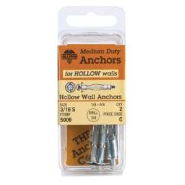 Hillman 3/16 in. D X 2 1/4 in. L Metal Round Head Hollow Wall Anchors 2 pk