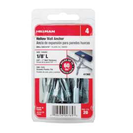 Hillman 1/8 in. D X 1/8 Long in. L Metal Pan Head Hollow Wall Anchors 20 pk