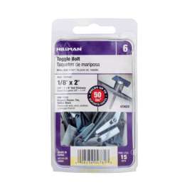 Hillman 1/8 in. D X 2 in. L Round Steel Toggle Bolt 15 pk