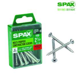 Spax No. 10 Label X 2-1/2 in. L Phillips/Square Flat Head Multi-Purpose Screws 12 pk