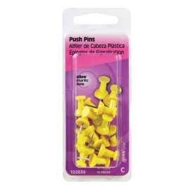 Hillman Yellow Push Pins 16 pk