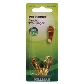 Hillman AnchorWire Brass-Plated Gold Professional Picture Hanger 25 lb 4 pk