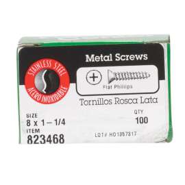 Hillman No. 8 X 1-1/4 in. L Phillips Flat Head Sheet Metal Screws 100 pk